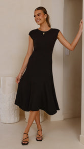 Seona Knit Midi Dress - Black