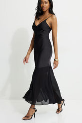 Asymmetric Satin Maxi Dress