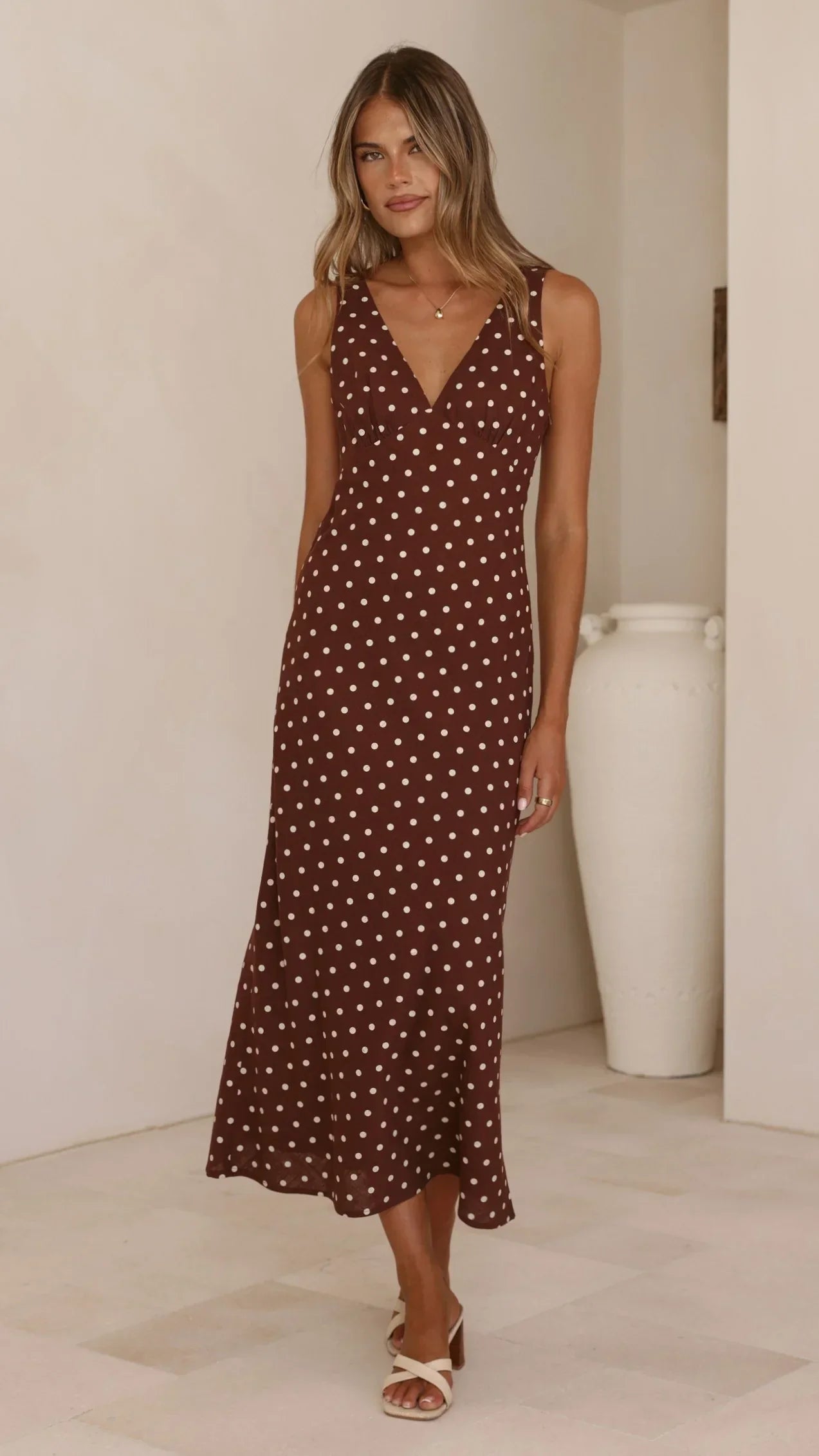 Sammie Maxi Dress - Chocolate/Nude Spot